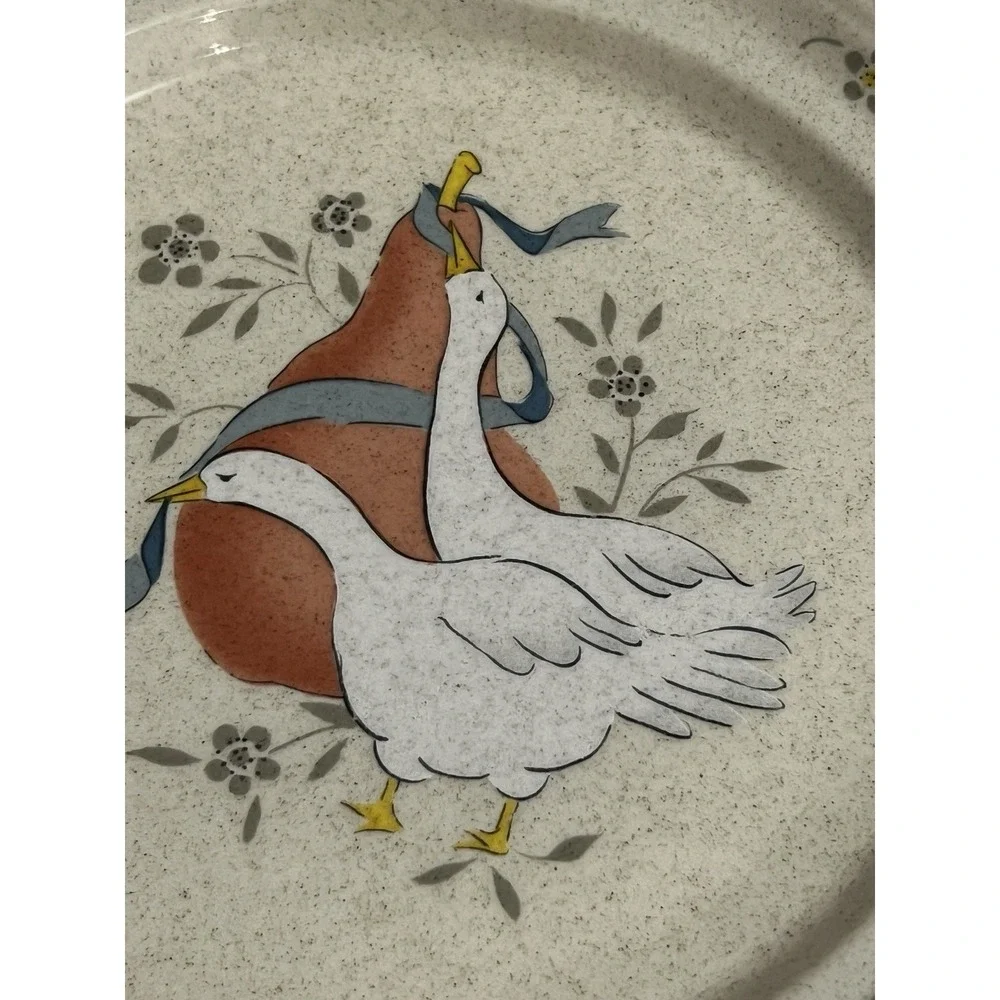 Vtg International Marmalade Goose Stoneware Salad Plates Cottage Country Farm